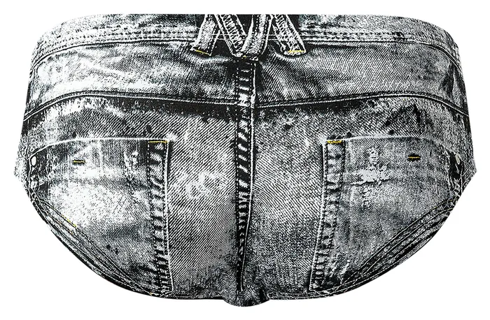 Anal Dirty Denim Bikini Briefs Blue Medium from Male Power Lingerie Male Power Lingerie
