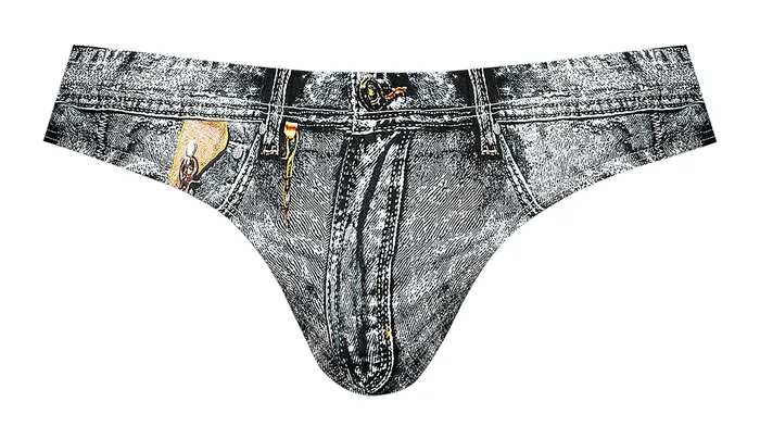 Anal Dirty Denim Bikini Briefs Blue Medium from Male Power Lingerie Male Power Lingerie