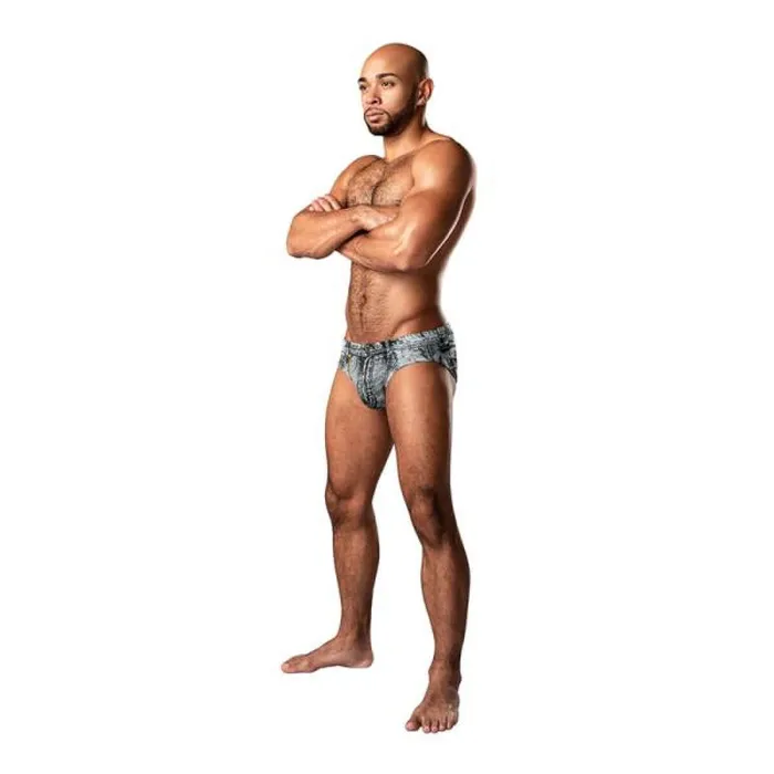 Anal Dirty Denim Bikini Briefs Blue Medium from Male Power Lingerie Male Power Lingerie