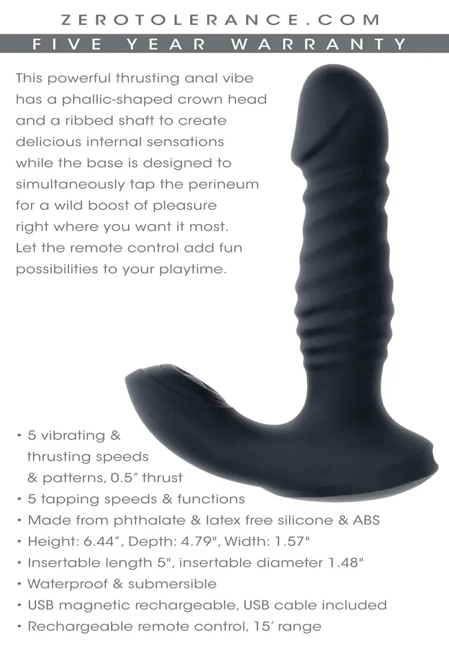 Anal Experience NextLevel Pleasure with the Zero Tolerance Striker Black Anal Vibrator Thrusting Tapping and RemoteControlled Delights Evolved Novelties