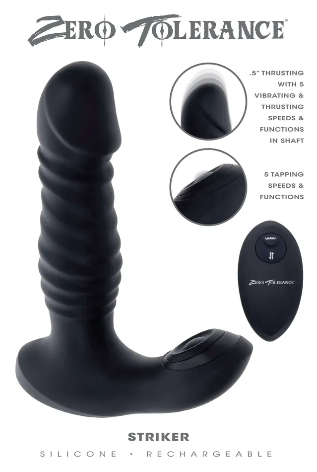 Anal Experience NextLevel Pleasure with the Zero Tolerance Striker Black Anal Vibrator Thrusting Tapping and RemoteControlled Delights Evolved Novelties
