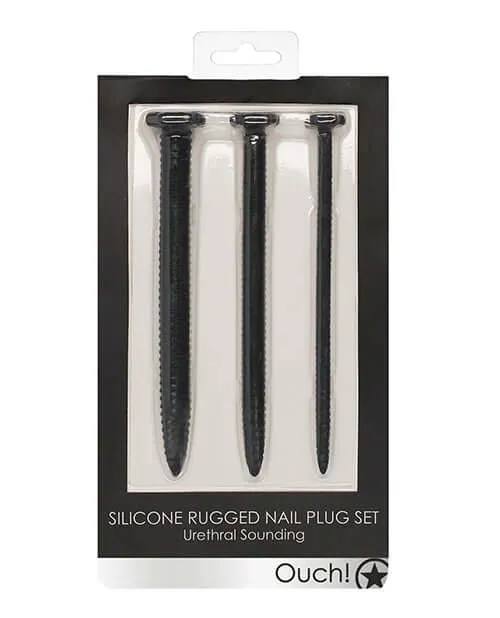 Anal Ouch Silicone Screw Plug Set Urethral Sounding Black SHOTS AMERICA