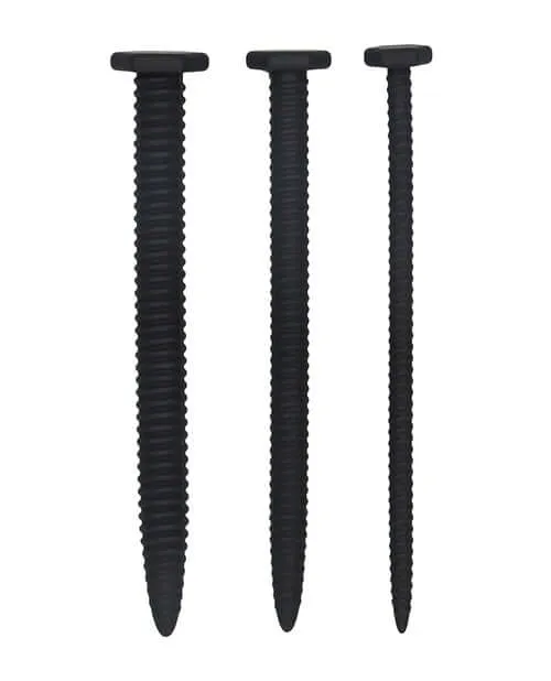 Anal Ouch Silicone Screw Plug Set Urethral Sounding Black SHOTS AMERICA