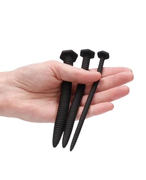 Anal Ouch Silicone Screw Plug Set Urethral Sounding Black SHOTS AMERICA