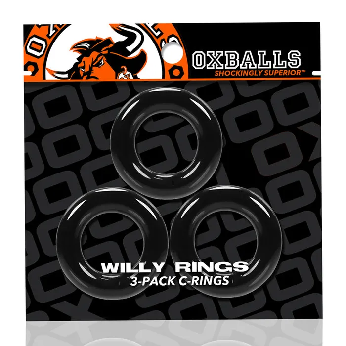 Anal Willy Rings 3Pack Cockrings Black OXBALLS