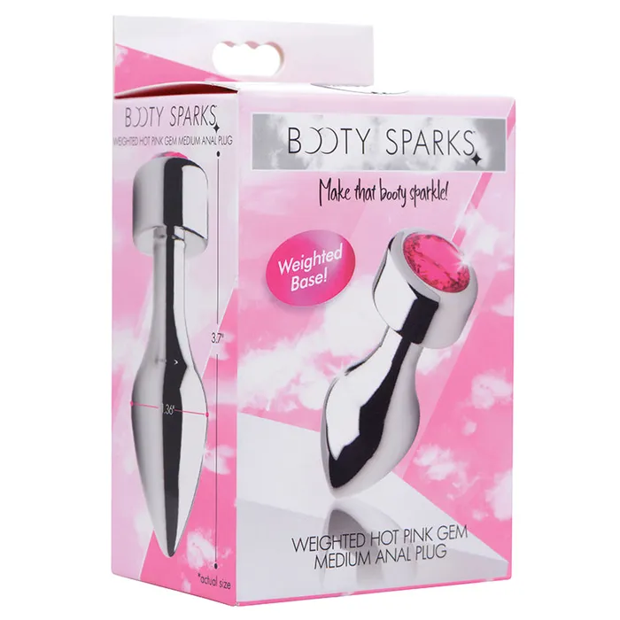 Anal XR Brands Booty Sparks Weighted Base Aluminum Plug Pink GemMedium