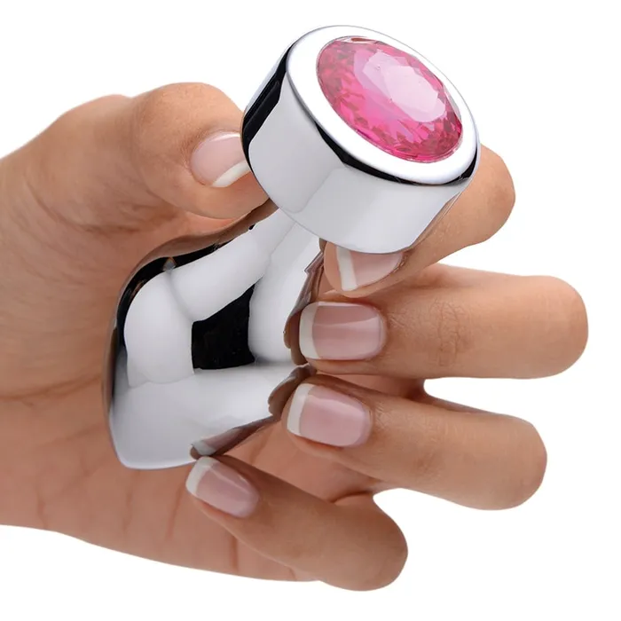 Anal XR Brands Booty Sparks Weighted Base Aluminum Plug Pink GemMedium