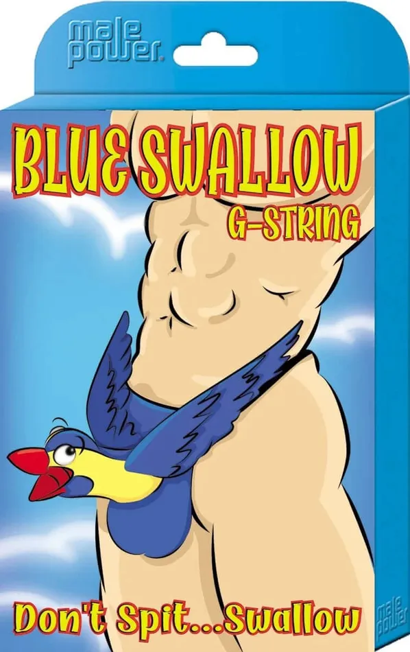 Blue Swallow Posing Strap Novelty OS Fun and Playful GString Male Power Lingerie Vibrators