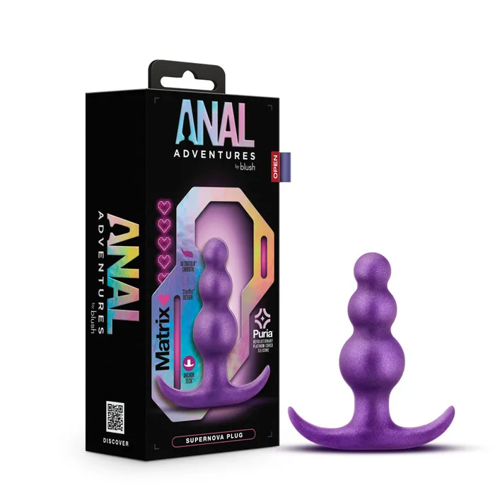 Blush Anal Anal Adventures Matrix By Blush The Supernova Plug 3 inch Beaded Butt Plug in Galactic Purple With Stayput Technology AnchorTech Base Blush Anal Anal Adventures Matrix By Blush The Supernova Plug 3 inch Beaded Butt Plug in Galactic Purple With Stayput Technology AnchorTech Base
