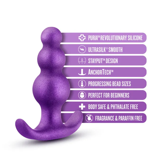 Blush Anal Anal Adventures Matrix By Blush The Supernova Plug 3 inch Beaded Butt Plug in Galactic Purple With Stayput Technology AnchorTech Base