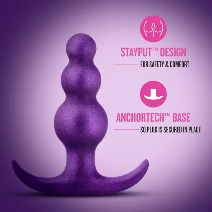 Blush Anal Anal Adventures Matrix By Blush The Supernova Plug 3 inch Beaded Butt Plug in Galactic Purple With Stayput Technology AnchorTech Base