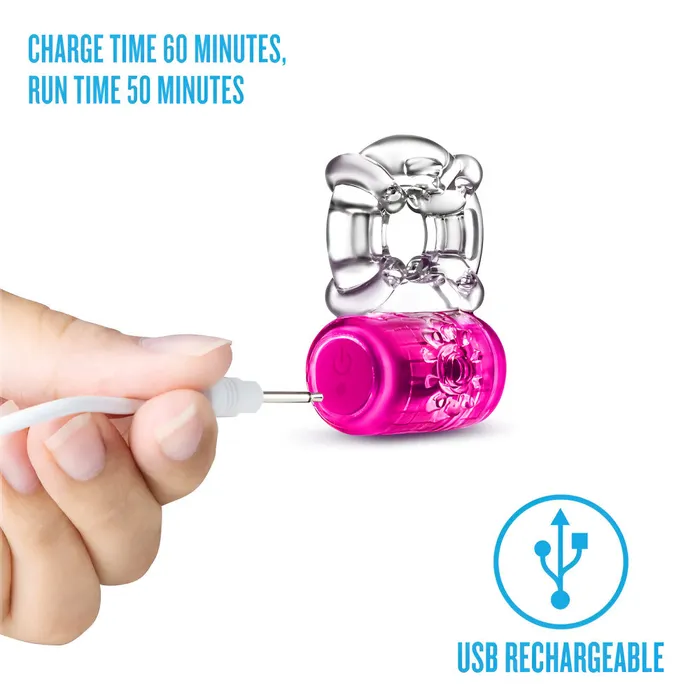 Blush Male Sex Toys Play With Me By Blush Pleaser Rechargeable Vibrating Penis Ring Pink