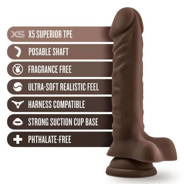 Blush Novelties Dildos Dr Skin Plus 9 inches Posable Dildo with Balls Chocolate Dark Brown Skin Tone Blush Novelties Dildos Dr Skin Plus 9 inches Posable Dildo with Balls Chocolate Dark Brown Skin Tone