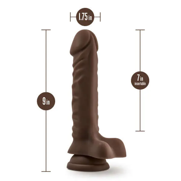 Blush Novelties Dildos Dr Skin Plus 9 inches Posable Dildo with Balls Chocolate Dark Brown Skin Tone Blush Novelties Dildos Dr Skin Plus 9 inches Posable Dildo with Balls Chocolate Dark Brown Skin Tone