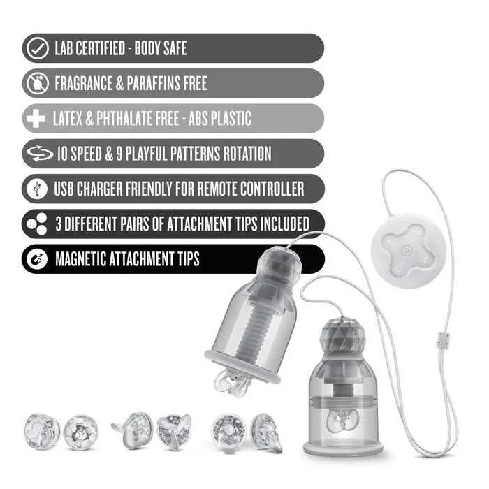 Blush Temptasia By Blush Titillator Nipple Play Massaging System with Suction Couples