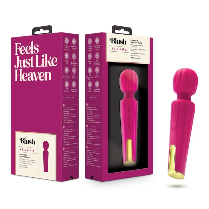 Blush Vibrators Blush Allana Velvet 20 Function Vibrating Massage Wand With RumboTech Blush Vibrators Blush Allana Velvet 20 Function Vibrating Massage Wand With RumboTech