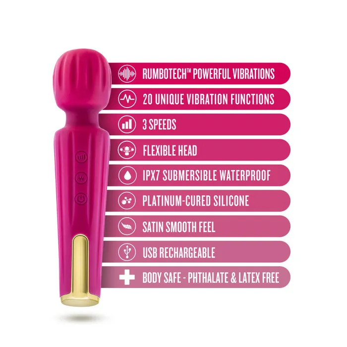 Blush Vibrators Blush Allana Velvet 20 Function Vibrating Massage Wand With RumboTech