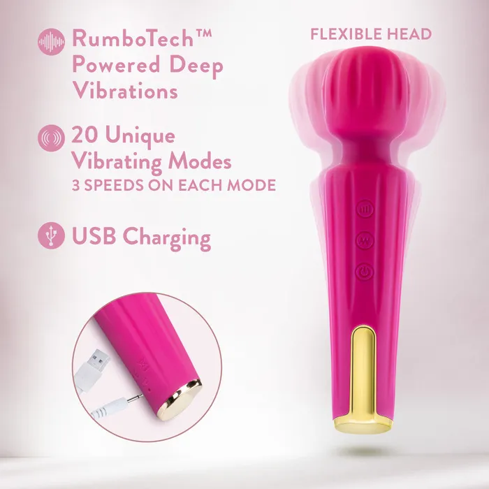 Blush Vibrators Blush Allana Velvet 20 Function Vibrating Massage Wand With RumboTech