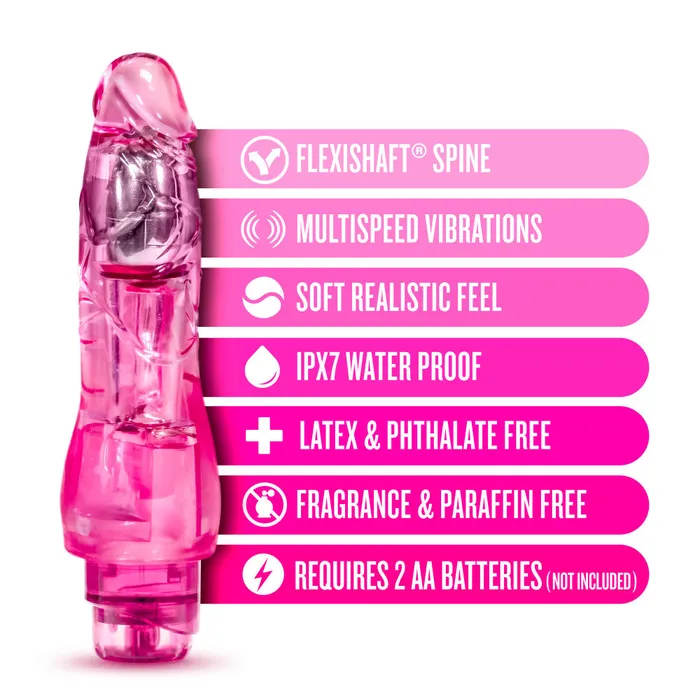 Blush Vibrators Naturally Yours By Blush Fantasy Vibe Realistic Pink 85Inch Long Vibrating Dildo