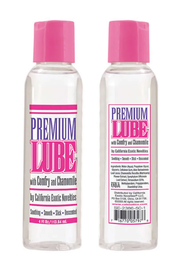 California Exotic Novelties Premium Lube 4 Oz HighQuality Unscented WaterBased Lubricant with Comfrey and Chamomile Lubricants