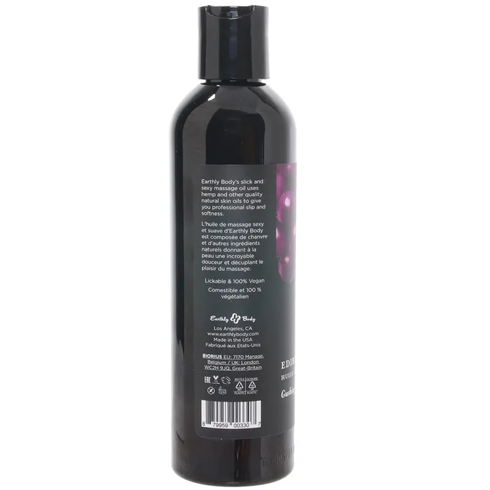 Couples Earthly Body Edible Massage Oil 8oz236ml in Gushing Grape