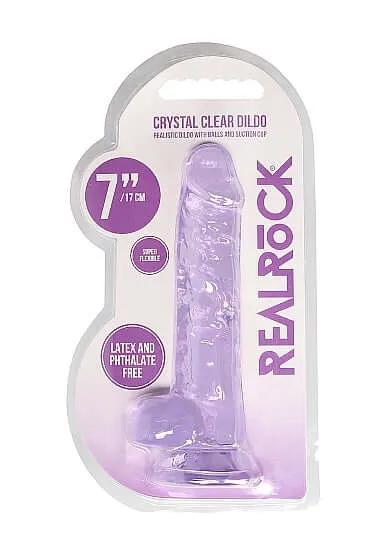Dildos SHOTS AMERICA Real Cock 7 inches Realistic Dildo with Balls Purple