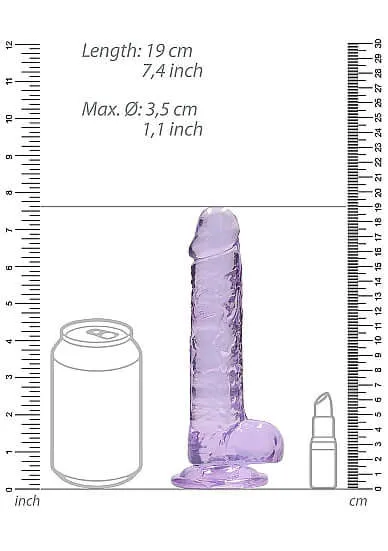 Dildos SHOTS AMERICA Real Cock 7 inches Realistic Dildo with Balls Purple