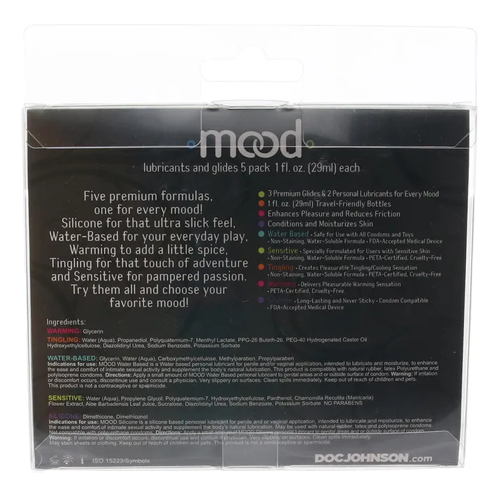 Doc Johnson Sexual Health Wellbeing Mood Lubricant Sampler Assorted 5 Pack