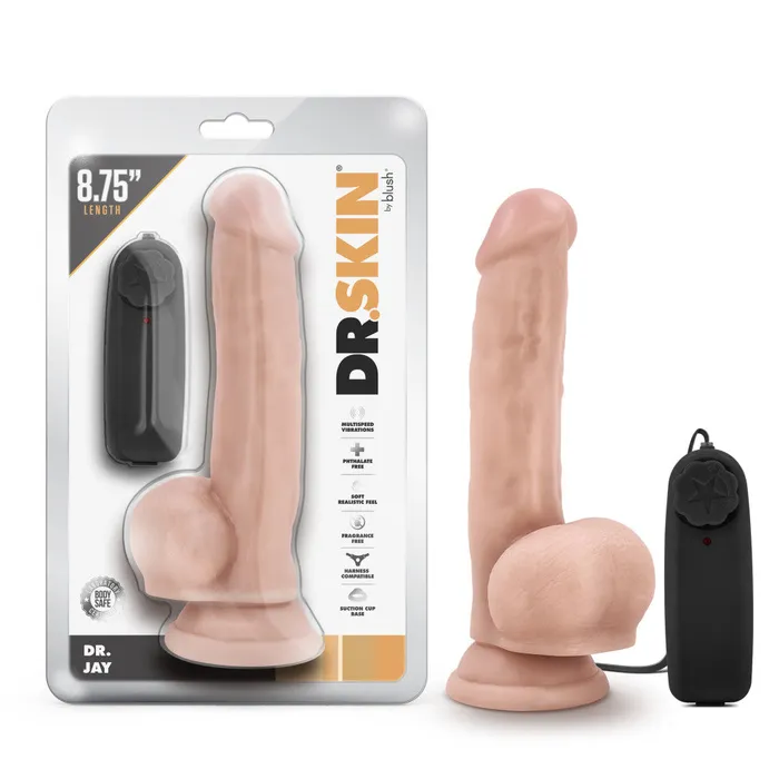 Dr Skin By Blush Dr Jay Realistic Vanilla 875Inch Long Remote Control Vibrating Dildo With Suction Cup Base Blush Female Sex Toys Dr Skin By Blush Dr Jay Realistic Vanilla 875Inch Long Remote Control Vibrating Dildo With Suction Cup Base Blush Female Sex Toys