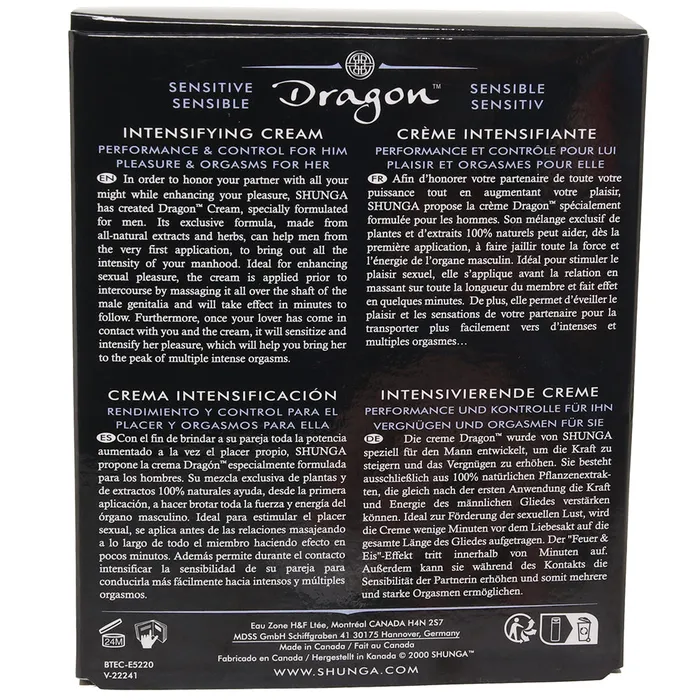 Dragon Sensitive Intensifying Cream 2oz60ml Shunga Vibrators