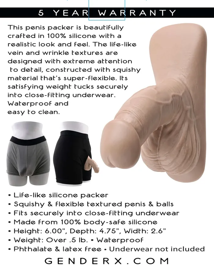 Evolved Novelties Anal Gender X 4Inch Silicone Packer Realistic Flexible and BodySafe