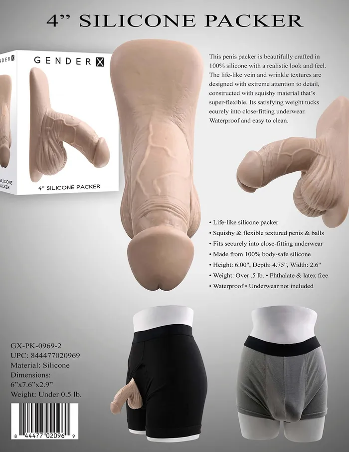 Evolved Novelties Anal Gender X 4Inch Silicone Packer Realistic Flexible and BodySafe