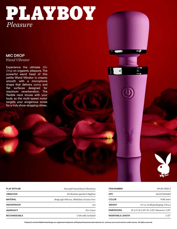 Evolved Novelties Female Sex Toys Unleash Sensational Pleasure with the Playboy Mic Drop Massager