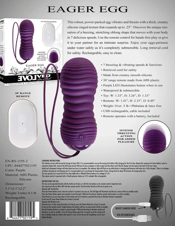 Evolved Novelties Vibrators Evolved Eager Egg Vibrator The Ultimate PowerPacked Textured Thrusting Toy