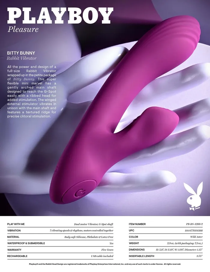 Evolved Novelties Vibrators Playboy Pleasure Bitty Bunny Rabbit Vibrator by Evolved Novelties