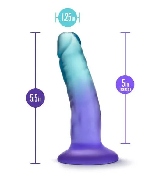 Female Sex Toys B Yours Morning Dew 5 Dildo Indigo Realistic Design with Suction Cup Blush Novelties
