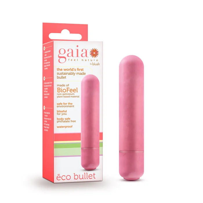 Gaia By Blush Eco Bullet PlantBased 4 Smooth Waterproof Bullet Vibrator in Pink Made from Sustainable BioFeel Blush Vibrators Gaia By Blush Eco Bullet PlantBased 4 Smooth Waterproof Bullet Vibrator in Pink Made from Sustainable BioFeel Blush Vibrators