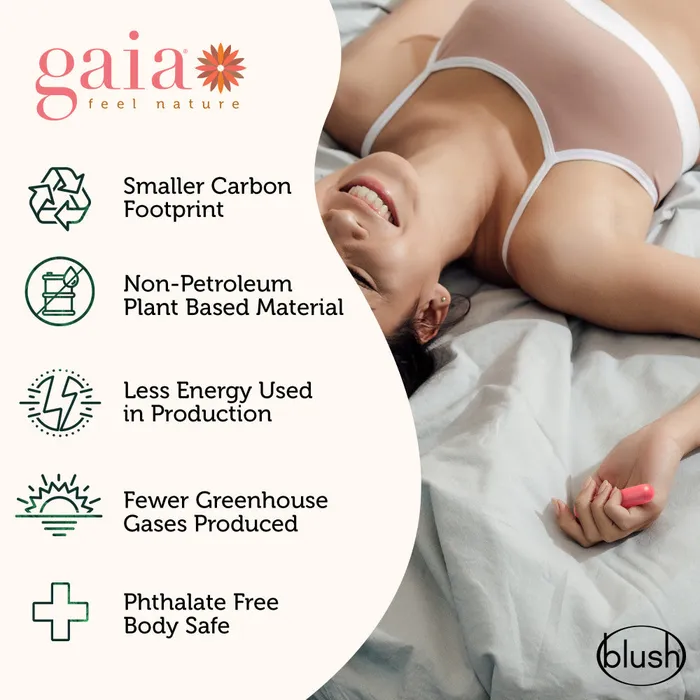 Gaia By Blush Eco Bullet PlantBased 4 Smooth Waterproof Bullet Vibrator in Pink Made from Sustainable BioFeel Blush Vibrators