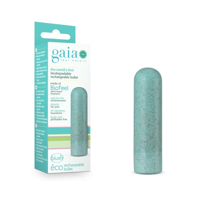 Gaia Eco Rechargeable Bullet Vibrator Aqua Blush Novelties Female Sex Toys