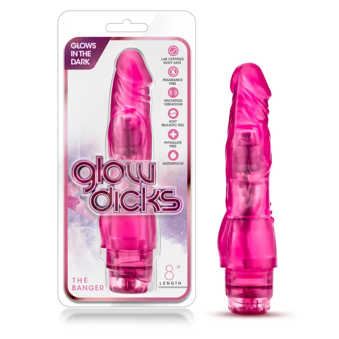 Glow Dicks By Blush The Banger Realistic Pink 8Inch Long Vibrating Dildo Blush Vibrators Glow Dicks By Blush The Banger Realistic Pink 8Inch Long Vibrating Dildo Blush Vibrators