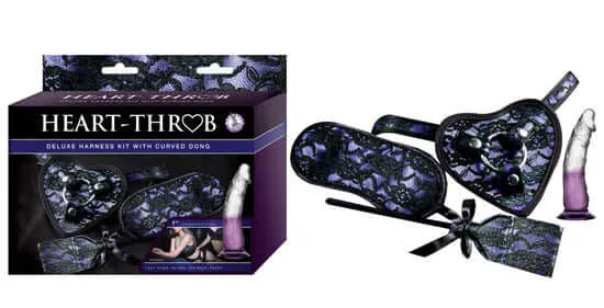 Heart Throb Deluxe Harness Kit Curved Dong Purple Nasstoys Dildos
