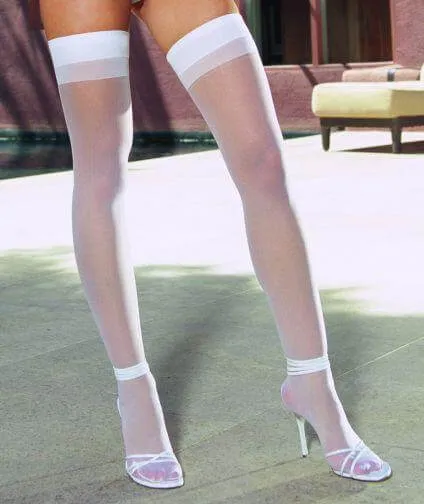 Hosiery Dream Girl Lingerie Dreamgirl High Sheer White OS Moulin