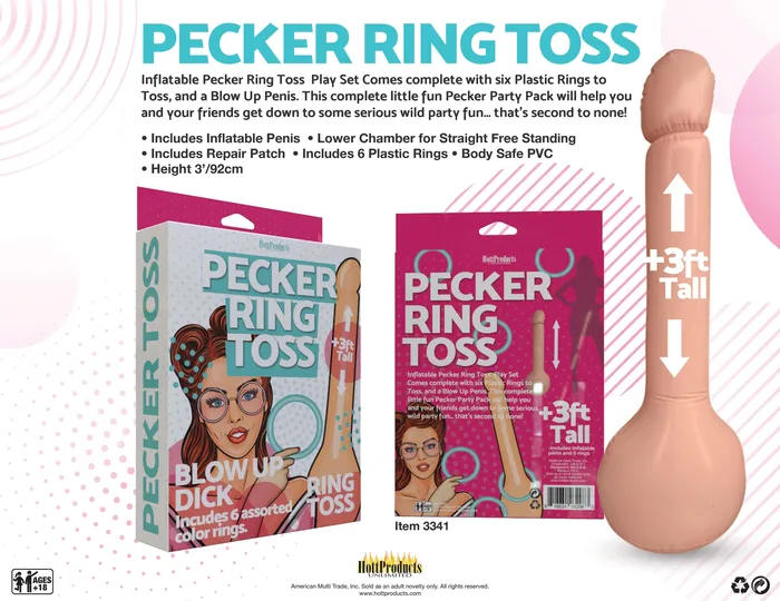 Inflatable Pecker Ring Toss Game by Hott Products Unlimited HOTT Products Male Sex Toys
