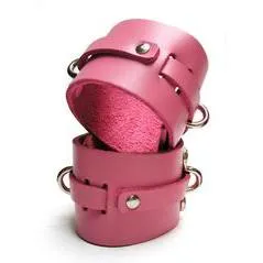 KinkLab Pink Bound Leather Ankle Cuffs STOCKROOM Restraints KinkLab Pink Bound Leather Ankle Cuffs STOCKROOM Restraints