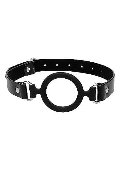 Male Sex Toys Black and White Silicone Ring Gag with Adjustable Straps SHOTS AMERICA
