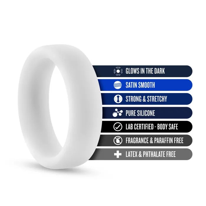 Male Sex Toys Blush Performance By Blush Glo Glow In The Dark White Penis Ring Made with Puria Silicone