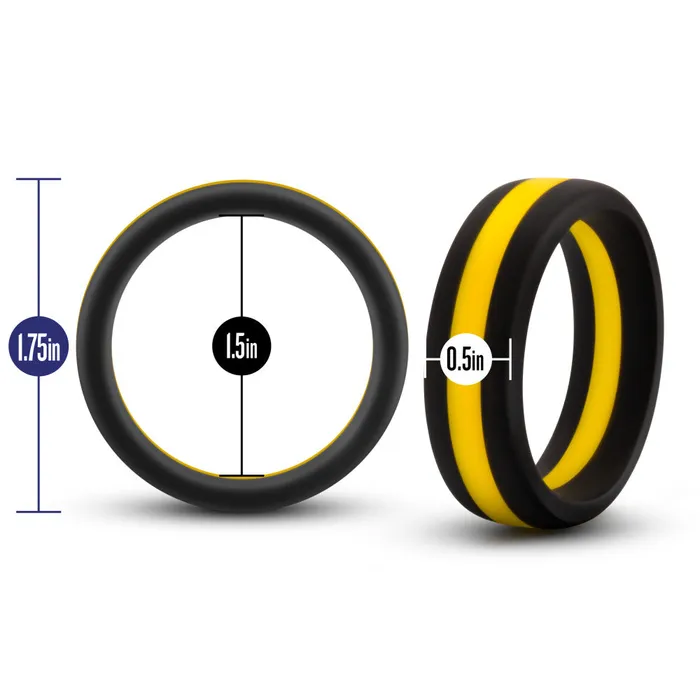 Male Sex Toys Blush Performance By Blush Pro Yellow Black Penis Rings Made with Purio Silicone 2Pack