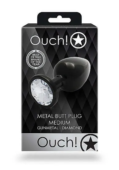 Male Sex Toys SHOTS AMERICA Ouch Round Gem Butt Plug Medium Gunmetal Faux Diamond Male Sex Toys SHOTS AMERICA Ouch Round Gem Butt Plug Medium Gunmetal Faux Diamond