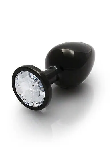 Male Sex Toys SHOTS AMERICA Ouch Round Gem Butt Plug Medium Gunmetal Faux Diamond
