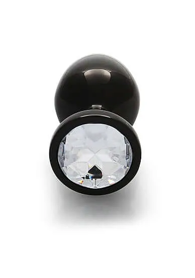 Male Sex Toys SHOTS AMERICA Ouch Round Gem Butt Plug Medium Gunmetal Faux Diamond